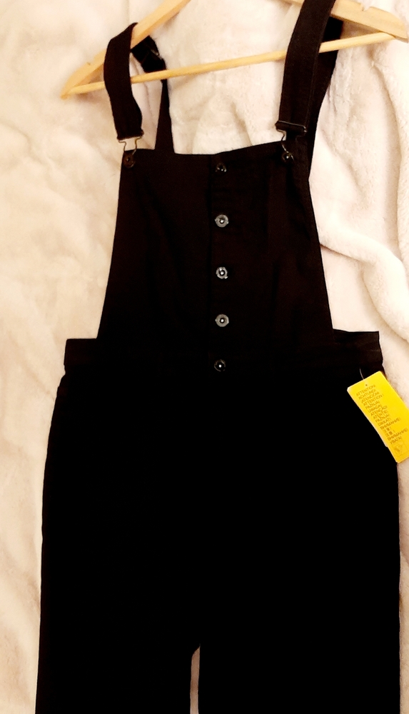 H&M Black Denim Overalls w/Skinny Leg